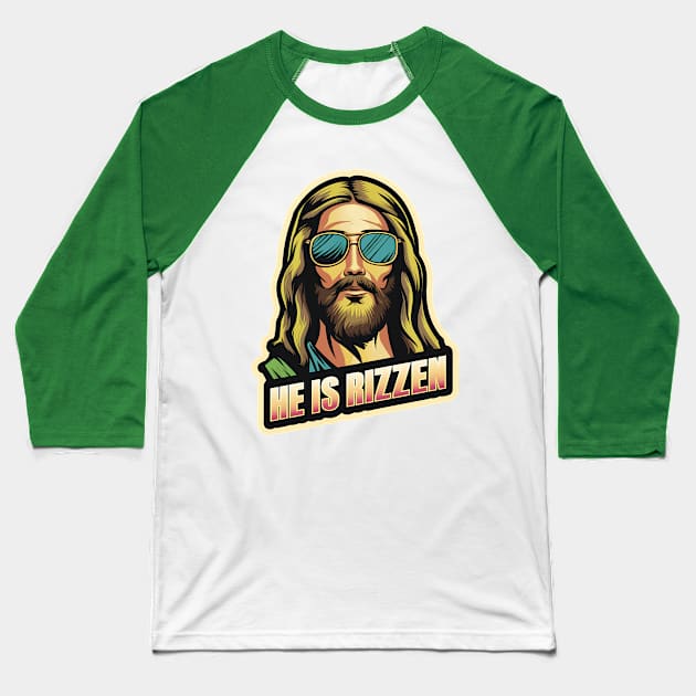 HE IS RIZZEN FUNNY JESUS Baseball T-Shirt by WeirdFlex